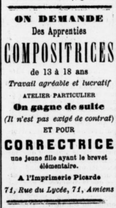 annonce imprimerie picarde, 1889