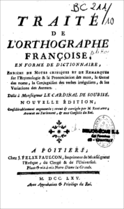 "Traité de l'orthographe française en forme de dictionnaire" de Charles Leroy et Pierre Restaut, 1752, page de titre