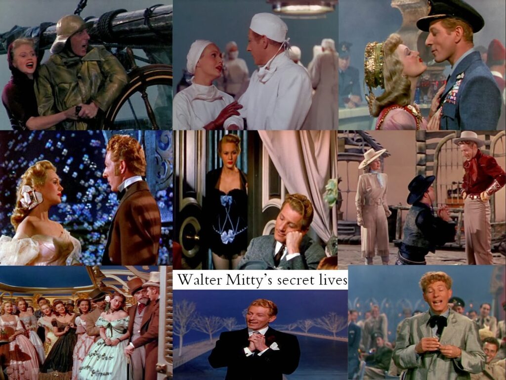 Montage de photogrammes des vies secrètes de Walter Mitty dans le film de Norman Z. MacLeod (1947)
