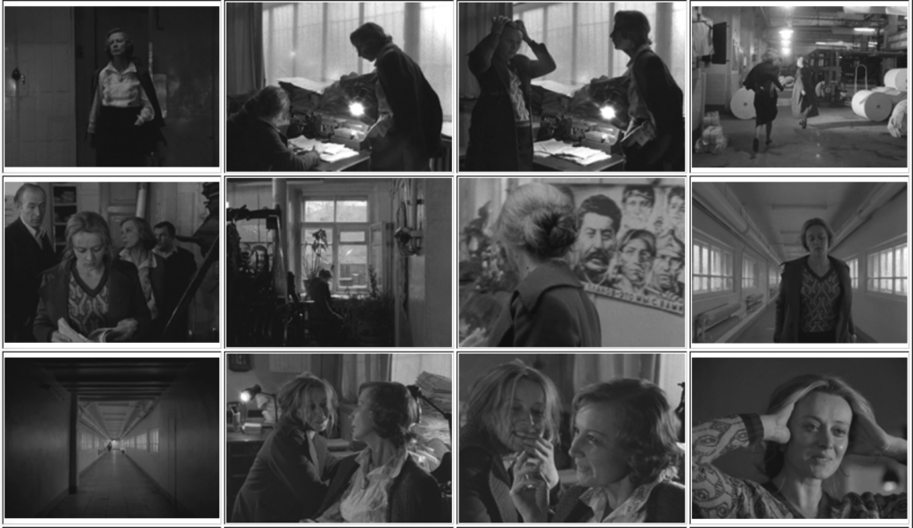 Photogrammes de la séquence de l'imprimerie dans "Le Miroir" d'Andreï Tarkovski (1975)
