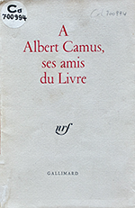 couverture du livre "À Albert Camus, ses amis du Livre"